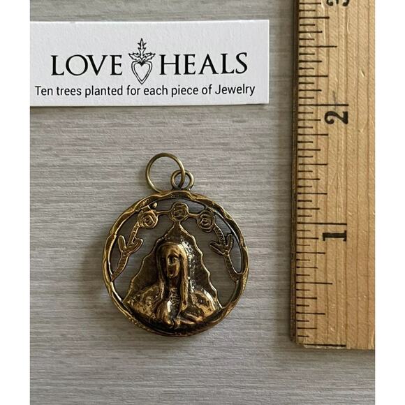 Love Heals Yellow Bronze Large Mercy Charm Be Creative Jewelry Ojai CA LH34 - Picture 3 of 7